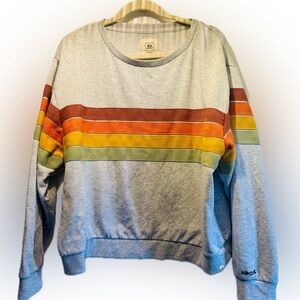 Rip Curl Heather Gray Sweatshirt with Orange, Yellow, and Green Stripes